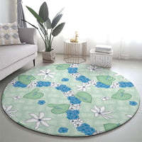 Hawaii Anthurium Tiare Pikake Lei Round Carpet Omaomao Lauhala Art Pattern