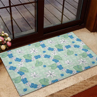 Hawaii Anthurium Tiare Pikake Lei Rubber Doormat Omaomao Lauhala Art Pattern