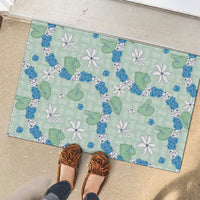 Hawaii Anthurium Tiare Pikake Lei Rubber Doormat Omaomao Lauhala Art Pattern