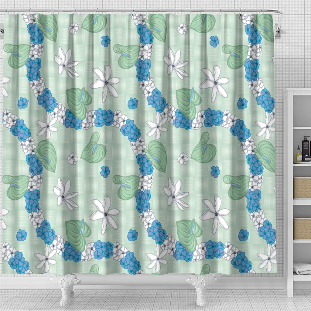 Hawaii Anthurium Tiare Pikake Lei Shower Curtain Omaomao Lauhala Art Pattern
