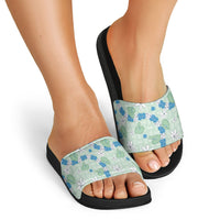 Hawaii Anthurium Tiare Pikake Lei Slide Sandals Omaomao Lauhala Art Pattern