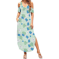 Hawaii Anthurium Tiare Pikake Lei Summer Maxi Dress Omaomao Lauhala Art Pattern
