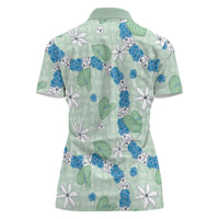 Hawaii Anthurium Tiare Pikake Lei Women Polo Shirt Omaomao Lauhala Art Pattern
