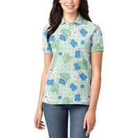 Hawaii Anthurium Tiare Pikake Lei Women Polo Shirt Omaomao Lauhala Art Pattern