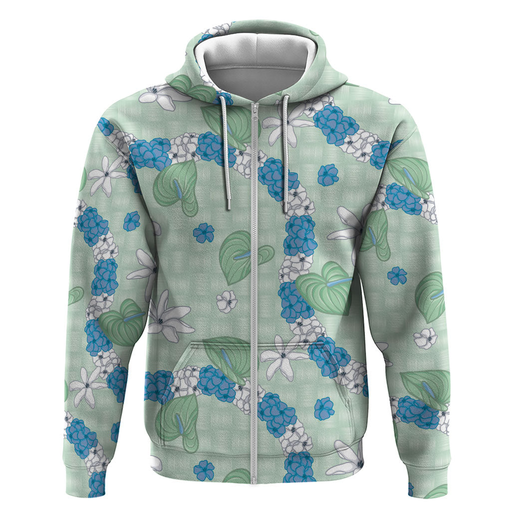 Hawaii Anthurium Tiare Pikake Lei Zip Hoodie Omaomao Lauhala Art Pattern