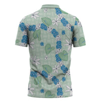Hawaii Anthurium Tiare Pikake Lei Zipper Polo Shirt Omaomao Lauhala Art Pattern