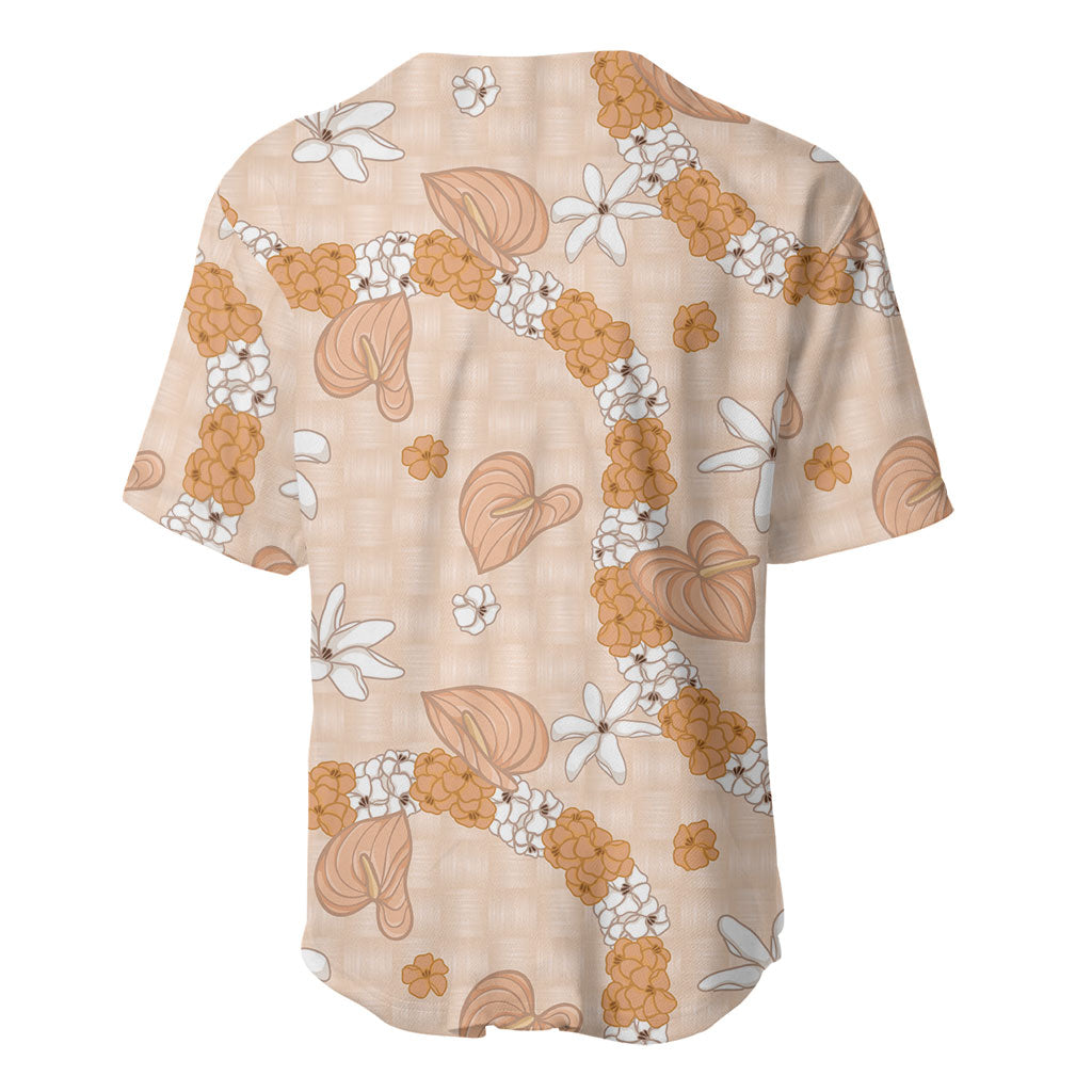 Hawaii Anthurium Tiare Pikake Lei Baseball Jersey Alani Lauhala Art Pattern