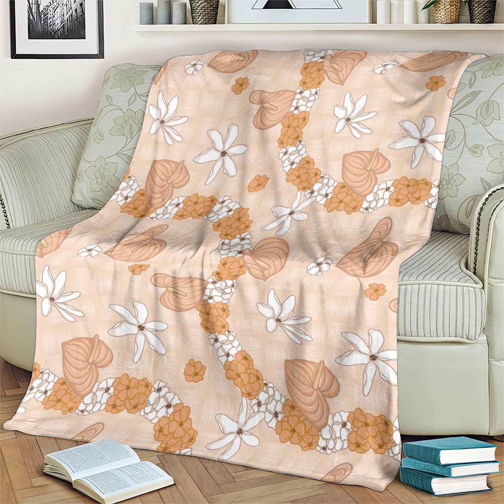 Hawaii Anthurium Tiare Pikake Lei Blanket Alani Lauhala Art Pattern