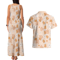 Hawaii Anthurium Tiare Pikake Lei Couples Matching Tank Maxi Dress and Hawaiian Shirt Alani Lauhala Art Pattern