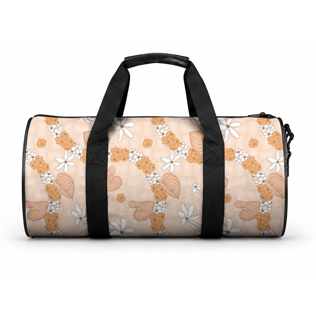 Hawaii Anthurium Tiare Pikake Lei Duffle Bag Alani Lauhala Art Pattern LT01 One size Orange - Polynesian Pride