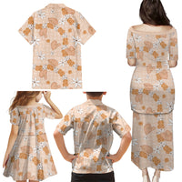 Hawaii Anthurium Tiare Pikake Lei Family Matching Puletasi and Hawaiian Shirt Alani Lauhala Art Pattern