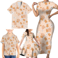 Hawaii Anthurium Tiare Pikake Lei Family Matching Short Sleeve Bodycon Dress and Hawaiian Shirt Alani Lauhala Art Pattern LT01 - Polynesian Pride