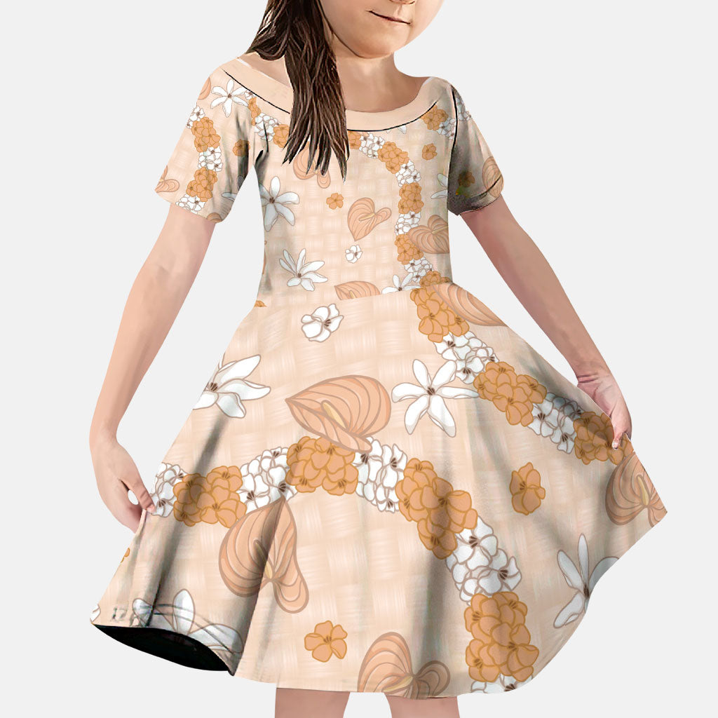 Hawaii Anthurium Tiare Pikake Lei Family Matching Summer Maxi Dress and Hawaiian Shirt Alani Lauhala Art Pattern