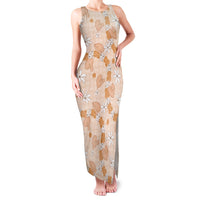 Hawaii Anthurium Tiare Pikake Lei Family Matching Tank Maxi Dress and Hawaiian Shirt Alani Lauhala Art Pattern LT01 Mom's Dress Orange - Polynesian Pride