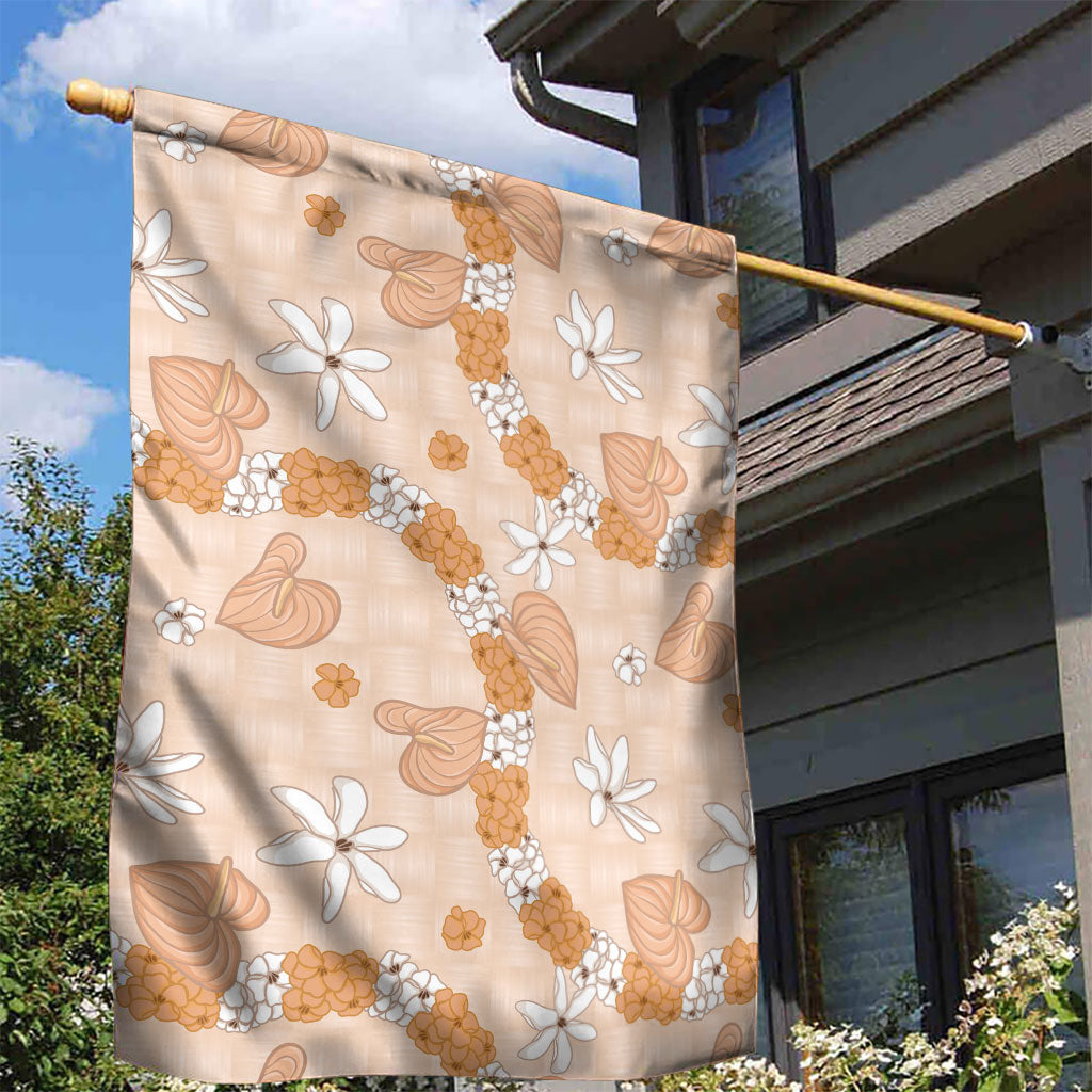 Hawaii Anthurium Tiare Pikake Lei Garden Flag Alani Lauhala Art Pattern