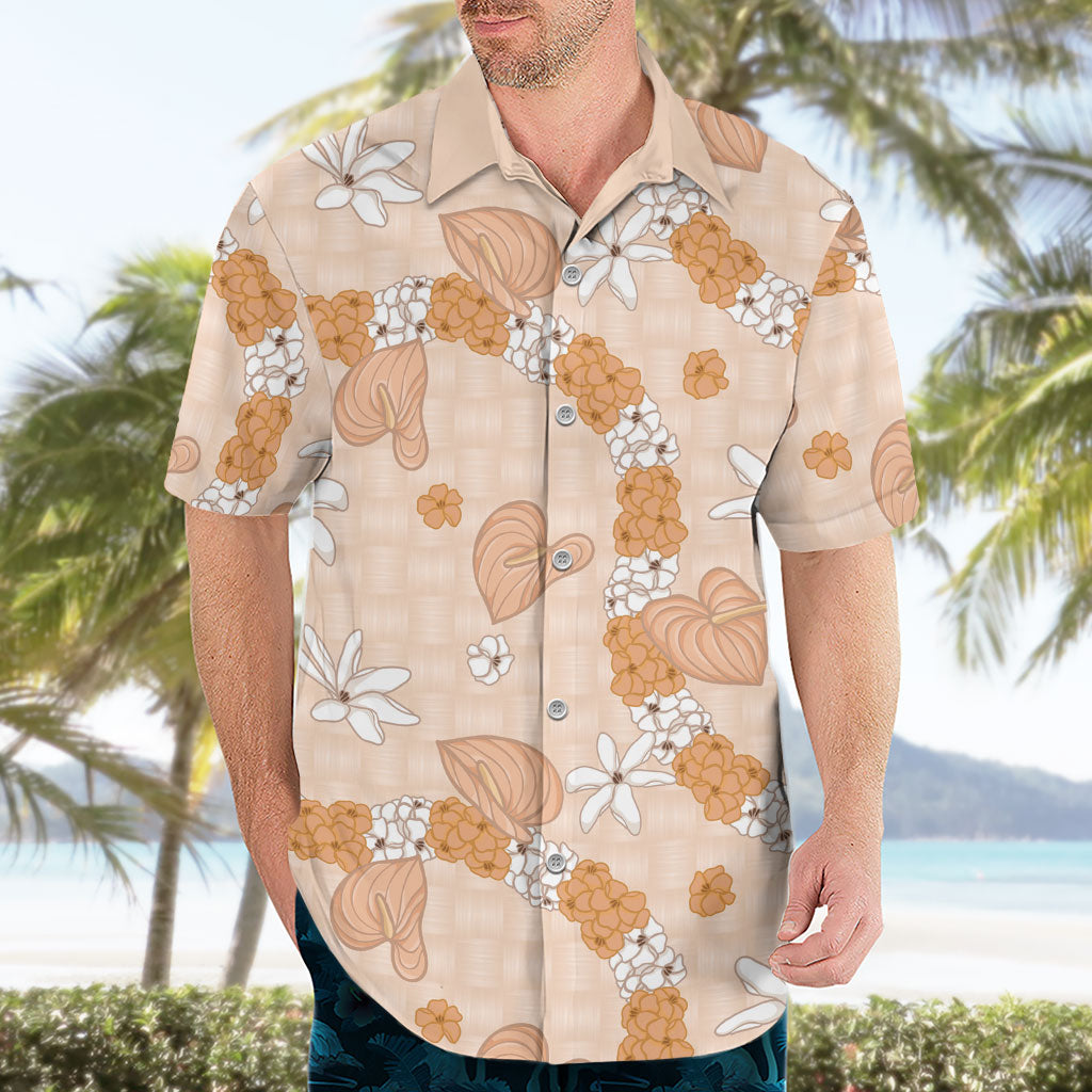 Hawaii Anthurium Tiare Pikake Lei Hawaiian Shirt Alani Lauhala Art Pattern