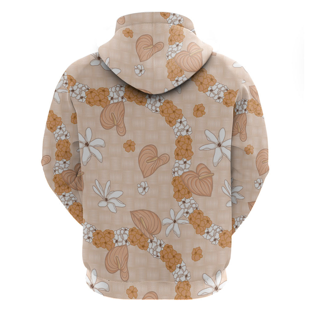 Hawaii Anthurium Tiare Pikake Lei Hoodie Alani Lauhala Art Pattern