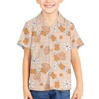 Hawaii Anthurium Tiare Pikake Lei Kid Hawaiian Shirt Alani Lauhala Art Pattern