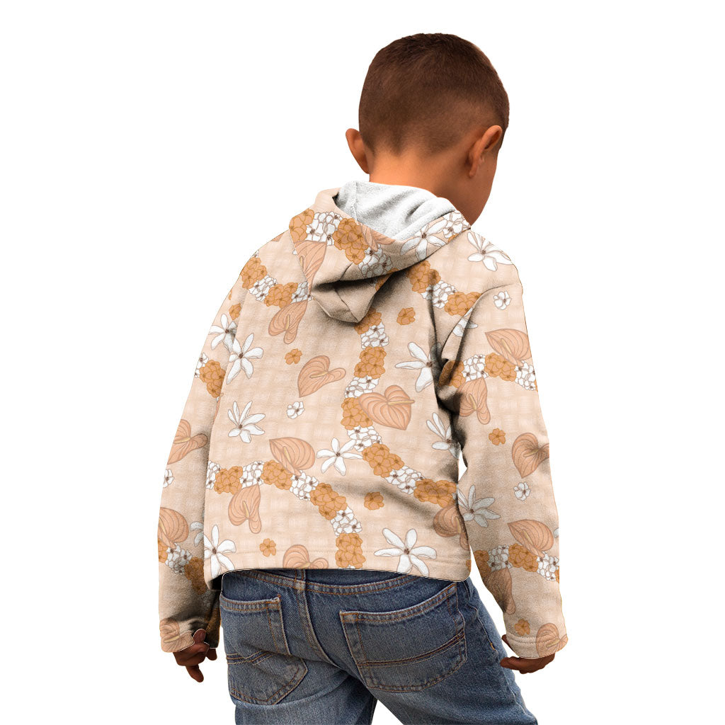 Hawaii Anthurium Tiare Pikake Lei Kid Hoodie Alani Lauhala Art Pattern