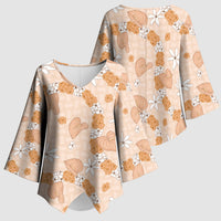 Hawaii Anthurium Tiare Pikake Lei Kimono Sleeve Blouse Alani Lauhala Art Pattern