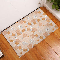 Hawaii Anthurium Tiare Pikake Lei Rubber Doormat Alani Lauhala Art Pattern