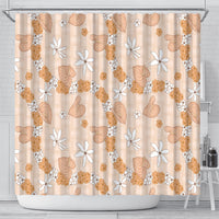 Hawaii Anthurium Tiare Pikake Lei Shower Curtain Alani Lauhala Art Pattern