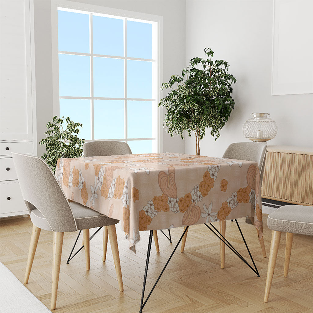 Hawaii Anthurium Tiare Pikake Lei Tablecloth Alani Lauhala Art Pattern