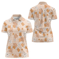 Hawaii Anthurium Tiare Pikake Lei Women Polo Shirt Alani Lauhala Art Pattern