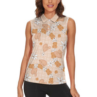 Hawaii Anthurium Tiare Pikake Lei Women Sleeveless Polo Shirt Alani Lauhala Art Pattern LT01 - Polynesian Pride