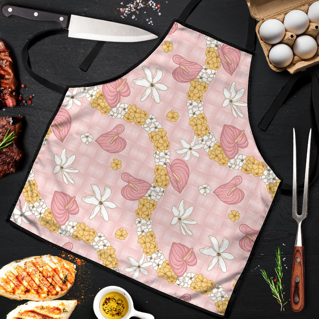 Hawaii Anthurium Tiare Pikake Lei Apron Akala Lauhala Art Pattern