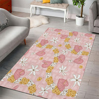 Hawaii Anthurium Tiare Pikake Lei Area Rug Akala Lauhala Art Pattern