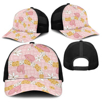 Hawaii Anthurium Tiare Pikake Lei Baseball Net Cap Akala Lauhala Art Pattern