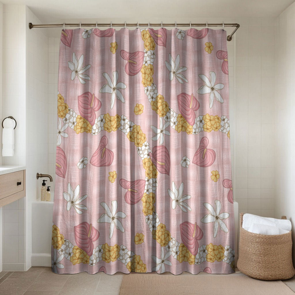 Hawaii Anthurium Tiare Pikake Lei Bathroom Set Akala Lauhala Art Pattern