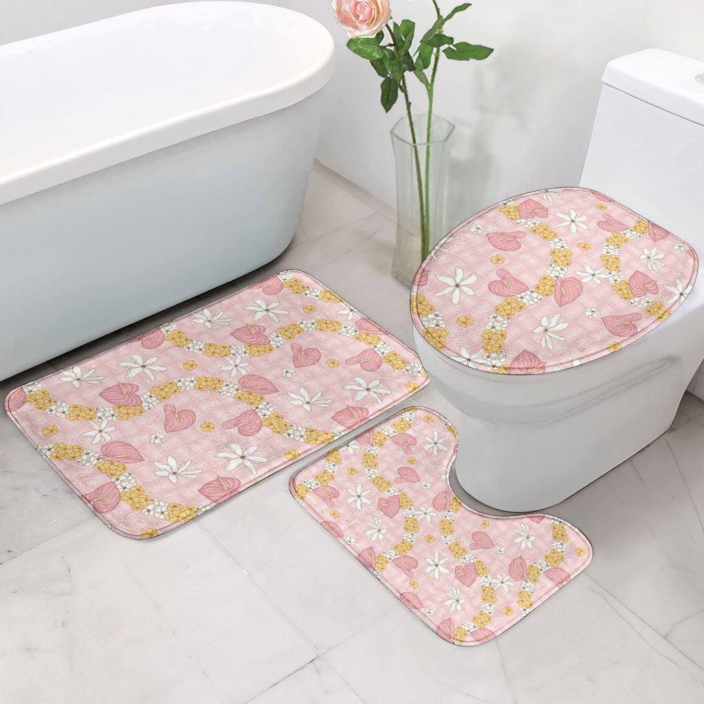 Hawaii Anthurium Tiare Pikake Lei Bathroom Set Akala Lauhala Art Pattern