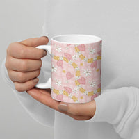 Hawaii Anthurium Tiare Pikake Lei Ceramic Mug Akala Lauhala Art Pattern