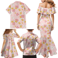Hawaii Anthurium Tiare Pikake Lei Family Matching Mermaid Dress and Hawaiian Shirt Akala Lauhala Art Pattern LT01 - Polynesian Pride