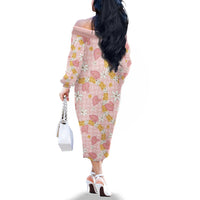 Hawaii Anthurium Tiare Pikake Lei Family Matching Off The Shoulder Long Sleeve Dress and Hawaiian Shirt Akala Lauhala Art Pattern LT01 - Polynesian Pride