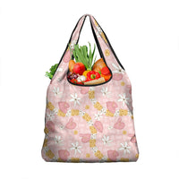 Hawaii Anthurium Tiare Pikake Lei Grocery Bag Akala Lauhala Art Pattern
