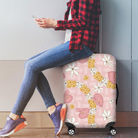 Hawaii Anthurium Tiare Pikake Lei Luggage Cover Akala Lauhala Art Pattern