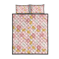 Hawaii Anthurium Tiare Pikake Lei Quilt Bed Set Akala Lauhala Art Pattern