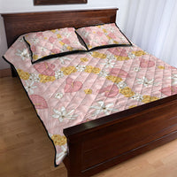 Hawaii Anthurium Tiare Pikake Lei Quilt Bed Set Akala Lauhala Art Pattern