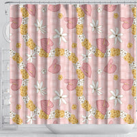 Hawaii Anthurium Tiare Pikake Lei Shower Curtain Akala Lauhala Art Pattern