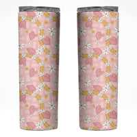 Hawaii Anthurium Tiare Pikake Lei Skinny Tumbler Akala Lauhala Art Pattern