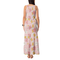 Hawaii Anthurium Tiare Pikake Lei Tank Maxi Dress Akala Lauhala Art Pattern
