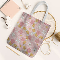 Hawaii Anthurium Tiare Pikake Lei Tote Bag Akala Lauhala Art Pattern