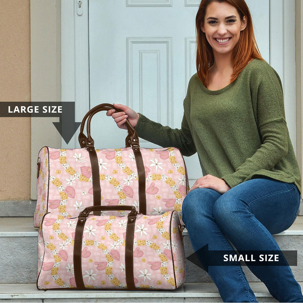 Hawaii Anthurium Tiare Pikake Lei Travel Bag Akala Lauhala Art Pattern