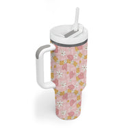 Hawaii Anthurium Tiare Pikake Lei Tumbler With Handle Akala Lauhala Art Pattern