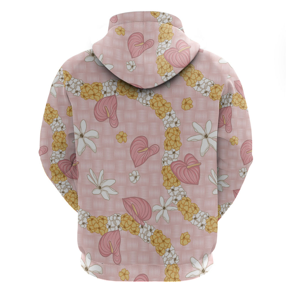 Hawaii Anthurium Tiare Pikake Lei Zip Hoodie Akala Lauhala Art Pattern