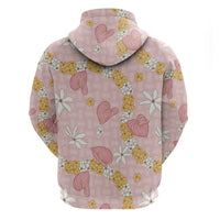 Hawaii Anthurium Tiare Pikake Lei Zip Hoodie Akala Lauhala Art Pattern