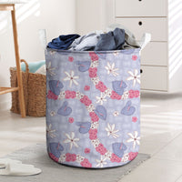 Hawaii Anthurium Tiare Pikake Lei Laundry Basket Poni Lauhala Art Pattern